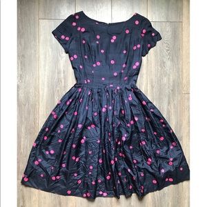 Vintage | Pleated Polka Dotted Dress